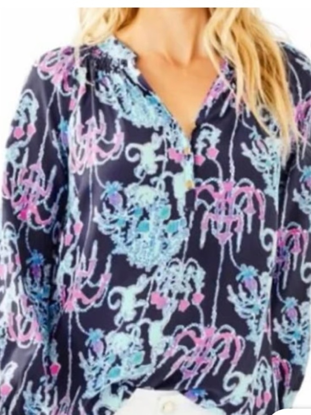 Lilly Pulitzer Silk Elsa Blouse in Monkey Trouble print